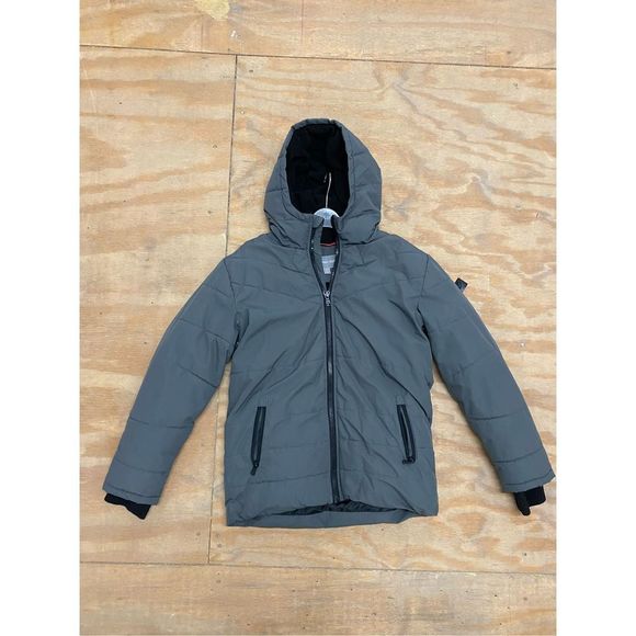 Michael Kors Hooded Puffer Coat Zip Up Gray Parka, Kids Size XL (14-16), MP $175